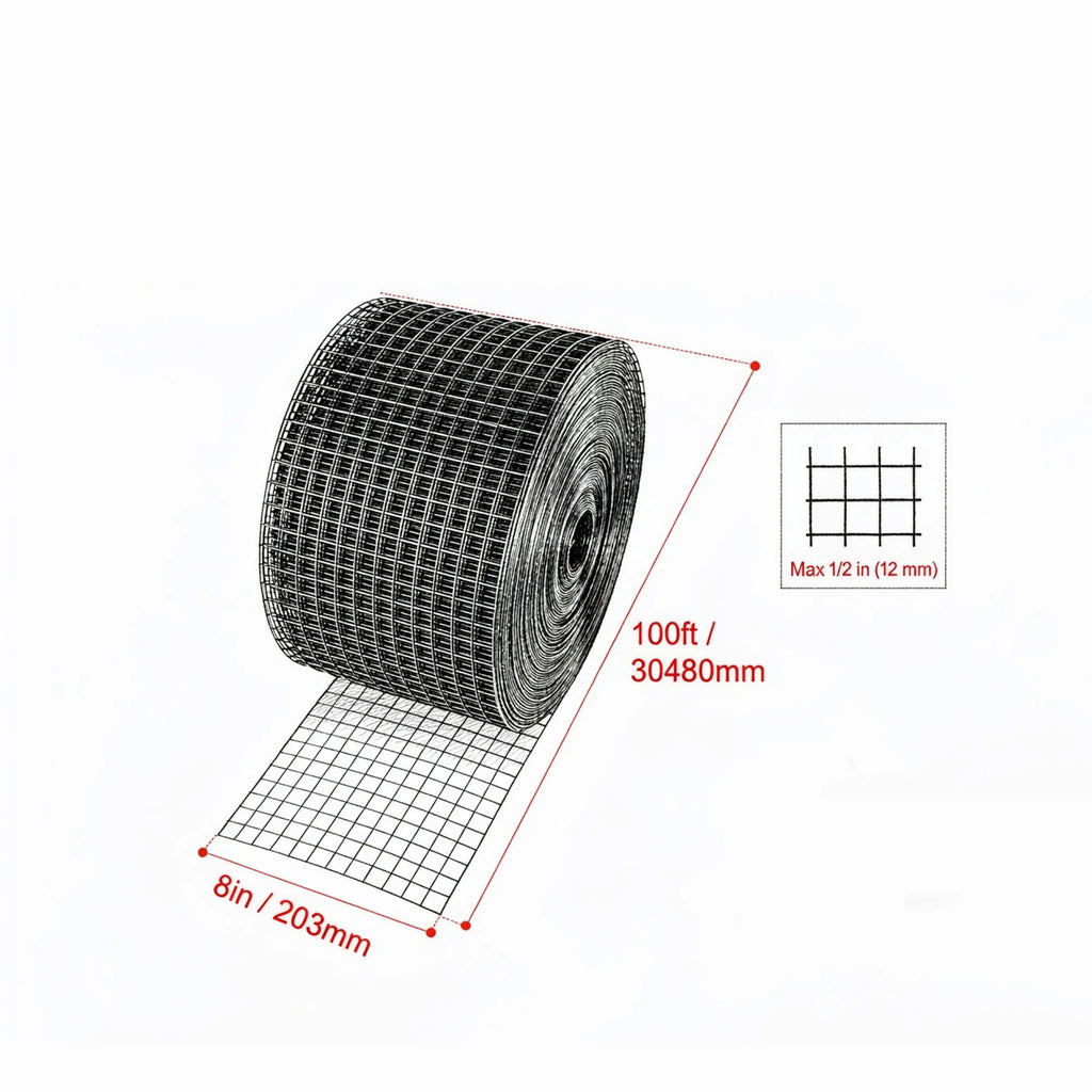 8" x 100ft Solar Panel Bird Guard Kit Rust Proof PVC Coated Critter Guard Mesh - Image 4