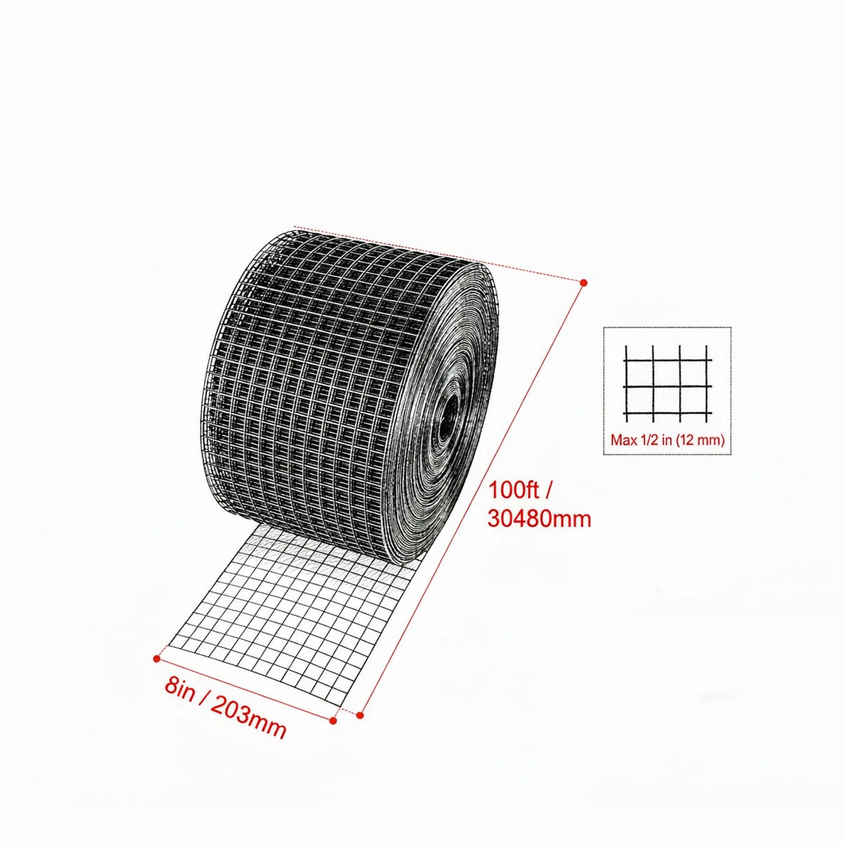 8" x 100ft Solar Panel Bird Guard Kit Rust Proof PVC Coated Critter Guard Mesh - Image 4