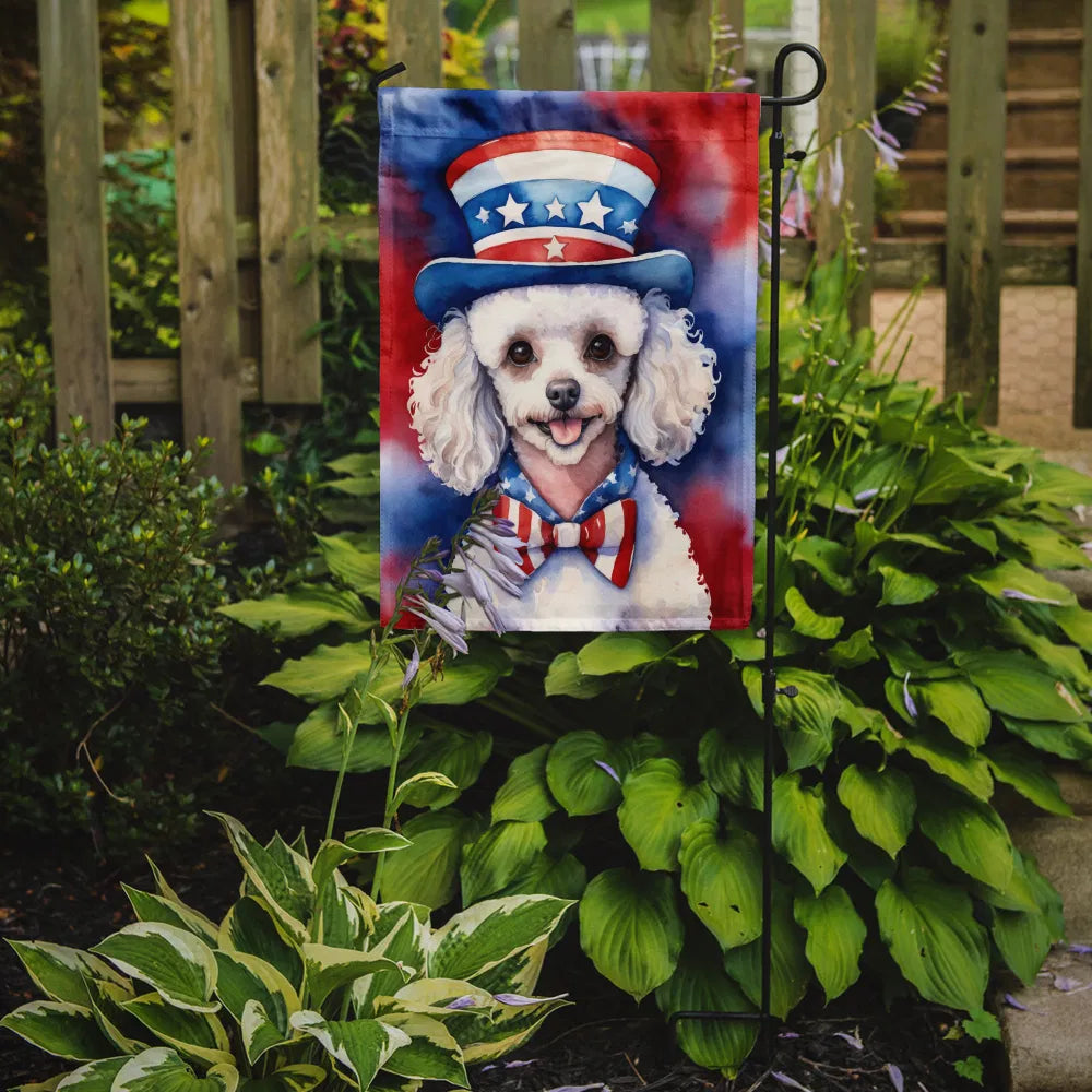 White Poodle Patriotic American Garden Flag Mailbox Flag Decorative Yard Flag - Image 3
