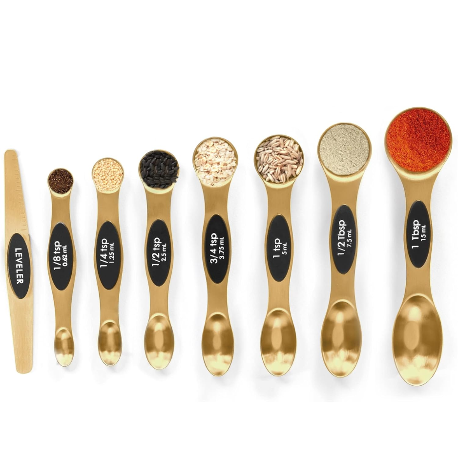 Magnetic Stainless Steel Measuring Spoons Set With Leveler Stackable