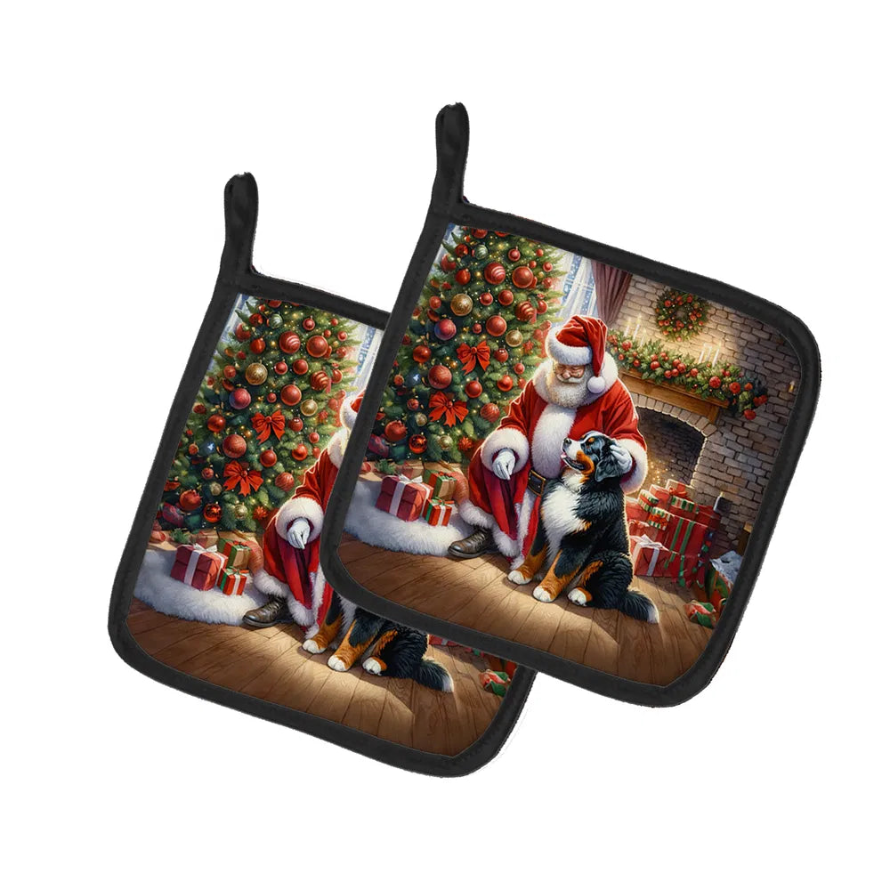 Bernese Mountain Dog And Santa Claus Pair Of Pot Holders Kitchen Heat - Image 8