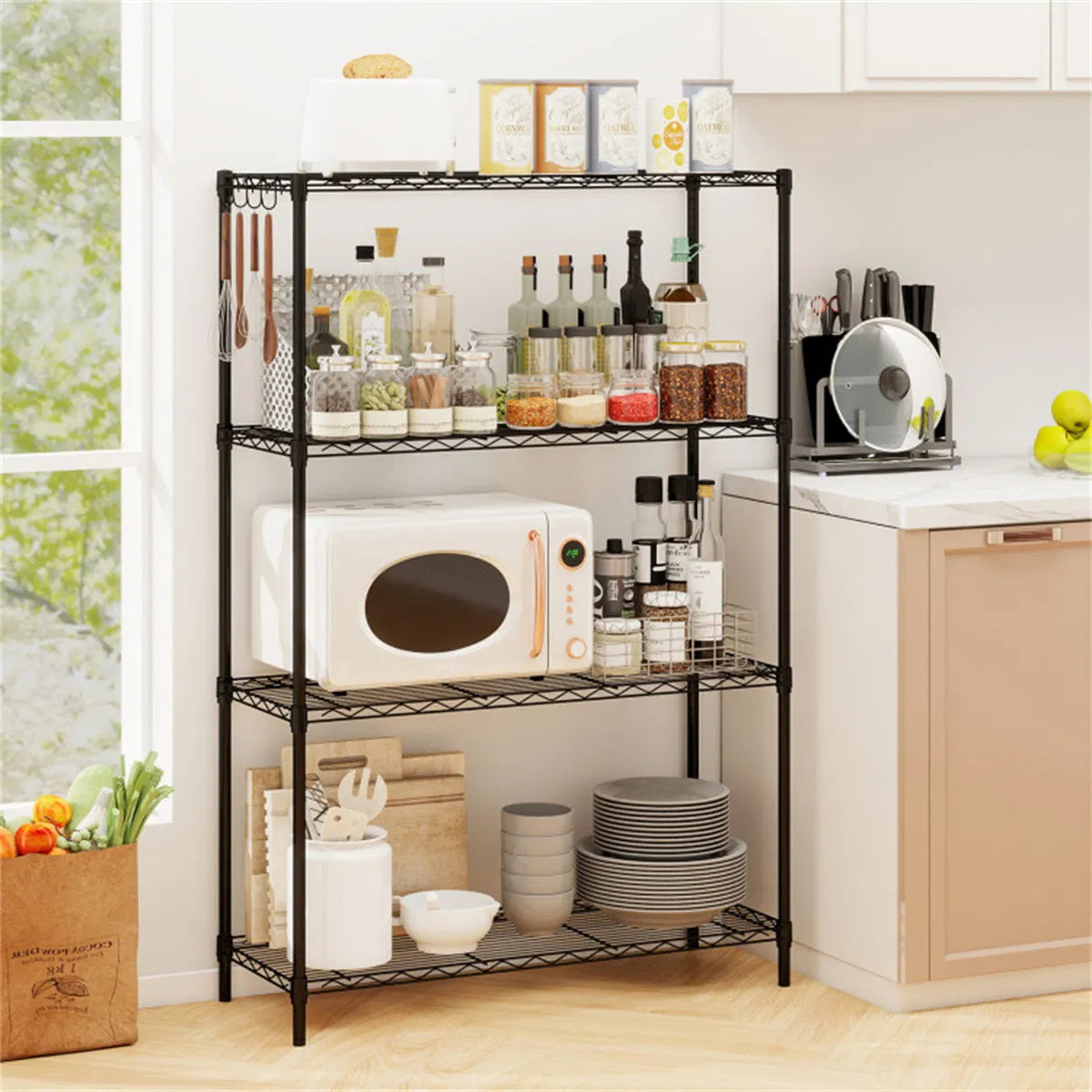 4 Tier Heavy Duty Metal Wire Shelving Unit 1000 lbs Capacity Adjustable Storage Rack - Image 9