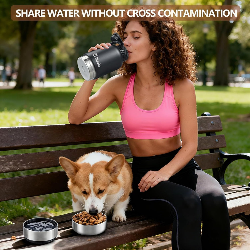 32 oz insulated dog water packaging and components