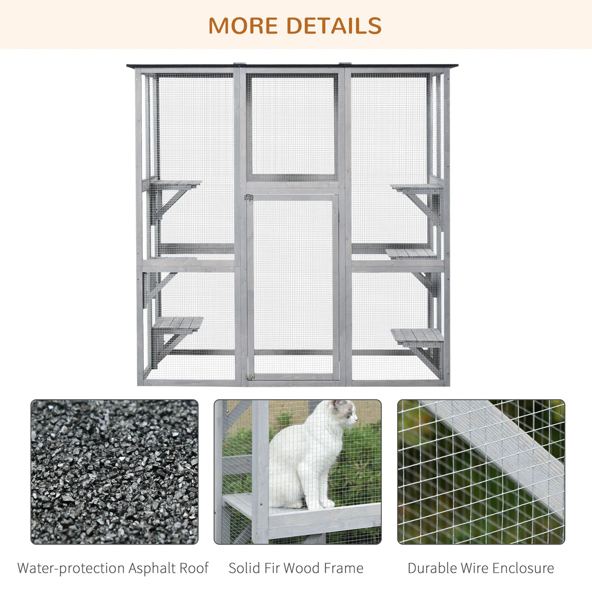 Large Outdoor Catio Enclosure Weatherproof Cat House with Asphalt Roof Wooden - Image 3