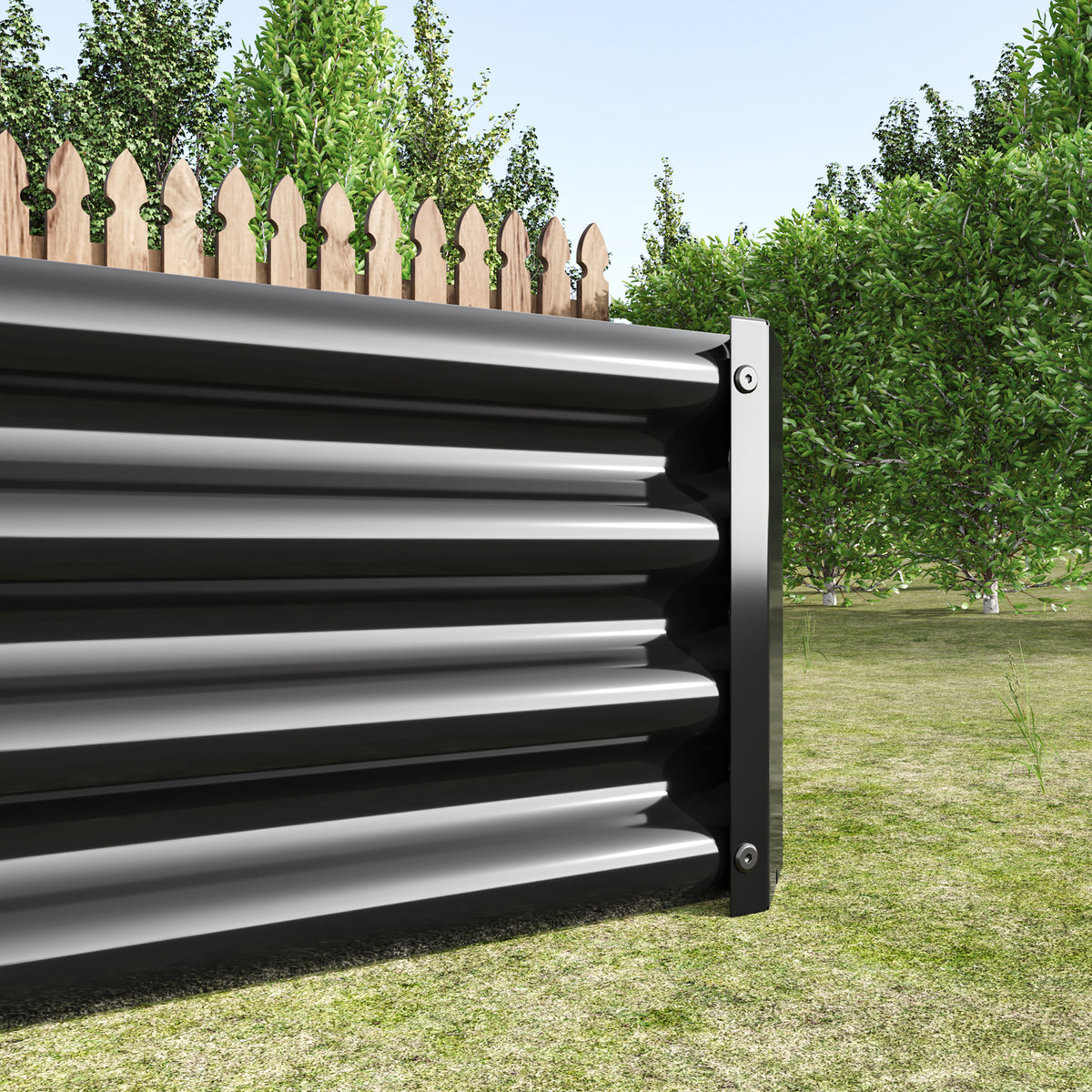 2PCS Black 8×4×1ft Metal Raised Rectangle Garden Planter Beds - Image 4