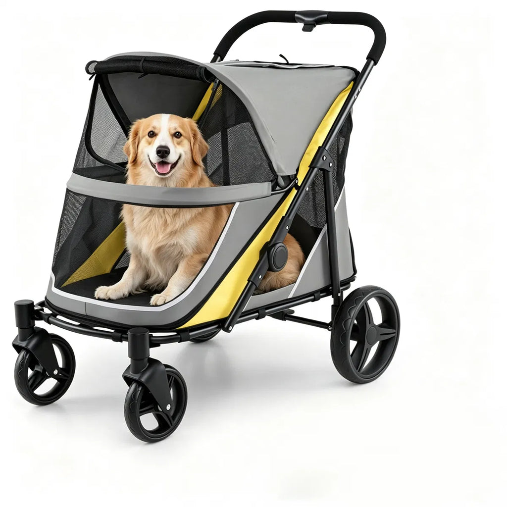 220LBS Large Capacity Dog Stroller Foldable Pet Stroller with 360 Swivel - Image 5