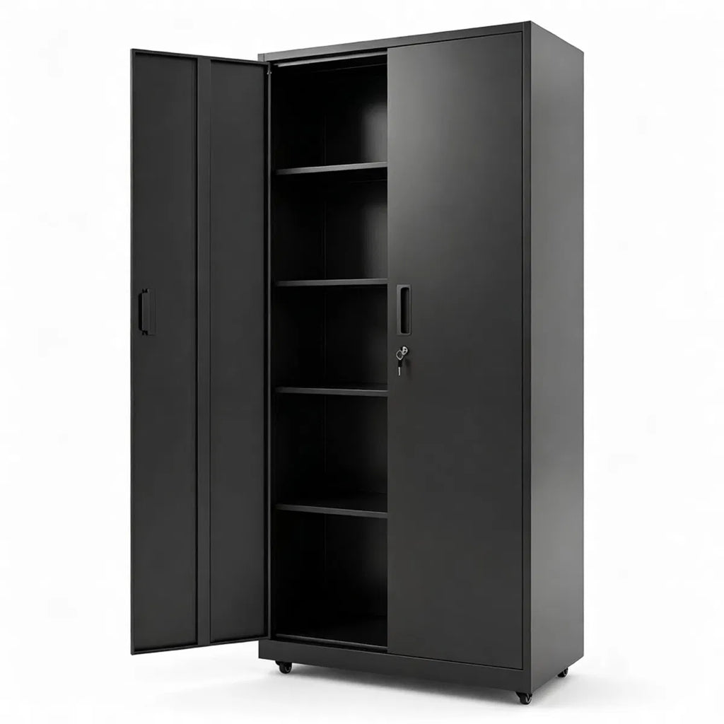 73 Inch Heavy Duty Mobile Steel Storage Locker Cabinet with Lockable Doors - Image 7