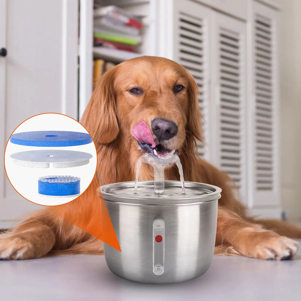 2L/67.6Oz Automatic Electric Pet Water Fountain Stainless Steel Pet Drinking - Image 2