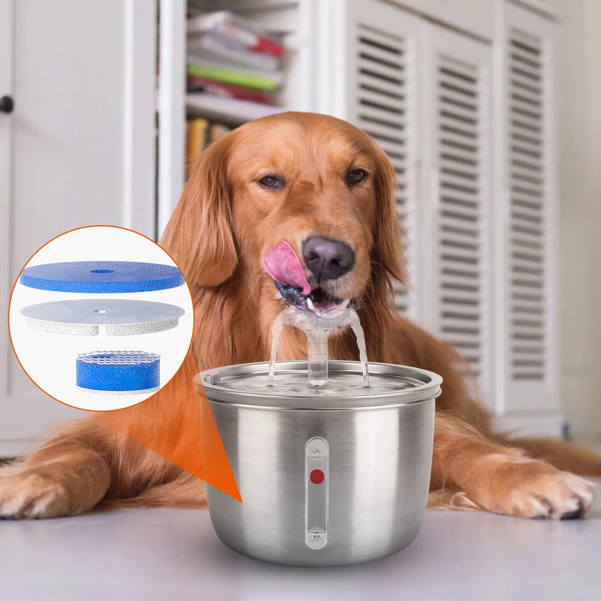 2L/67.6Oz Automatic Electric Pet Water Fountain Stainless Steel Pet Drinking - Image 2