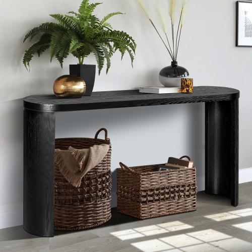 60-Inch Black Curved Entryway Console Table