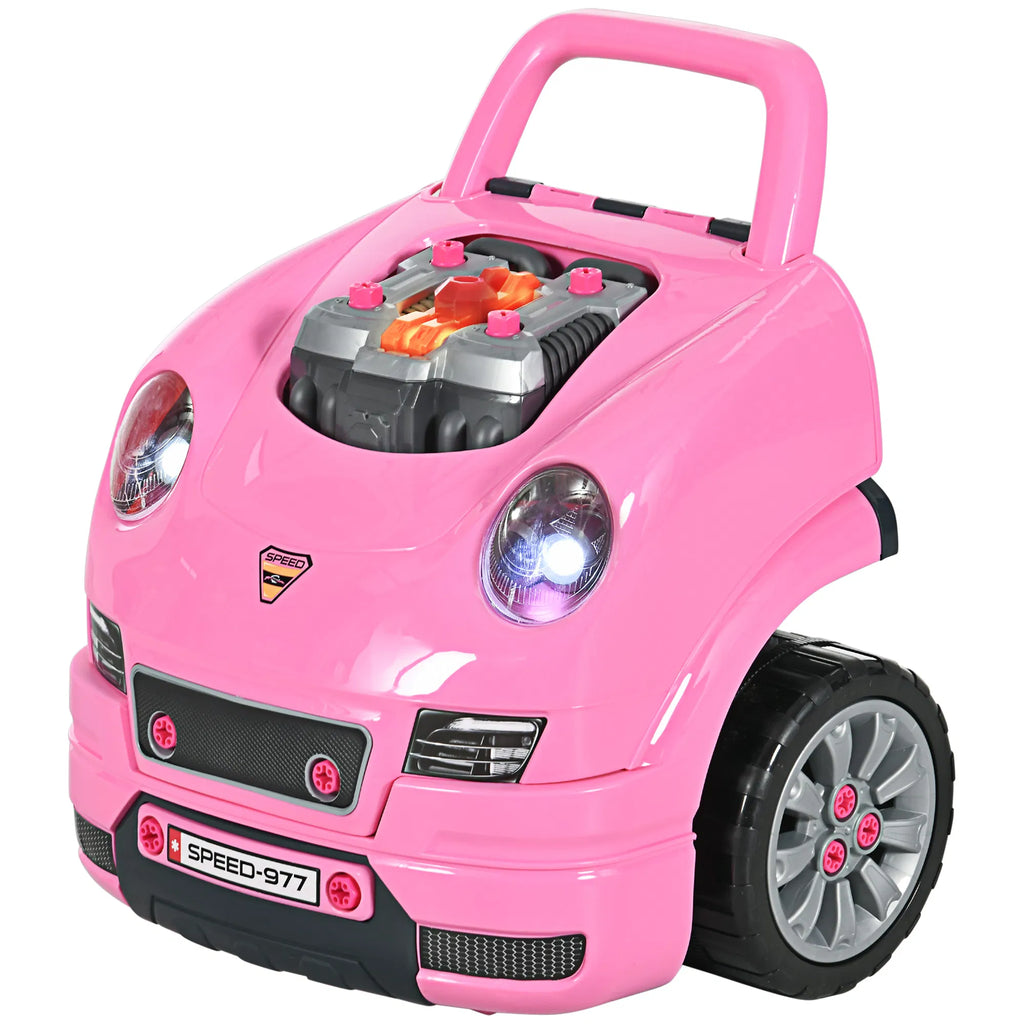 Mechanic Kids Truck Engine Toy Set Car Service Play Set Pink - Image 4