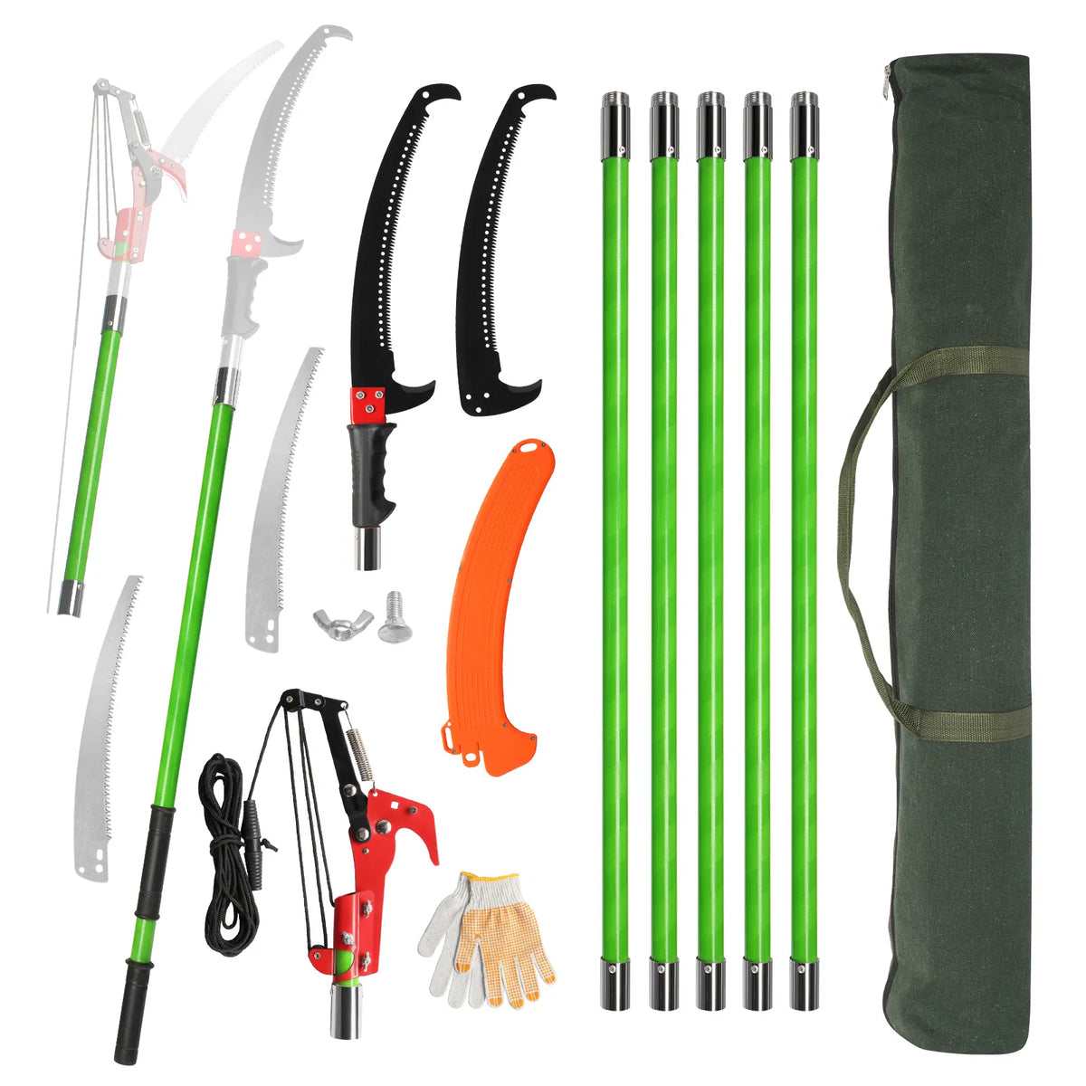 24ft Manual Pole Saw Lightweight Tree Trimmers Long Handle Pruner Set Sharp - Image 5