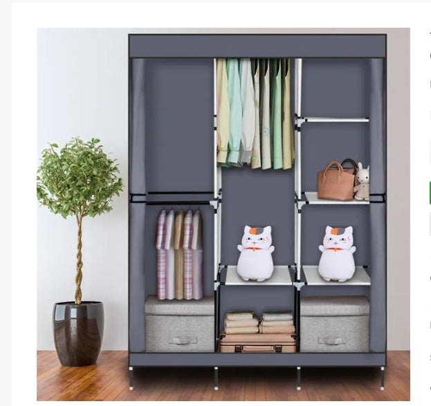 portable closet wardrobe with storage shelves