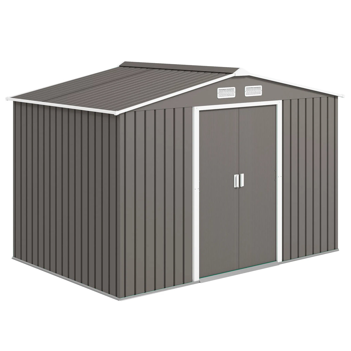 9x6 Galvanized Steel Ventilated Garden Storage Shed with Double Doors - Image 5