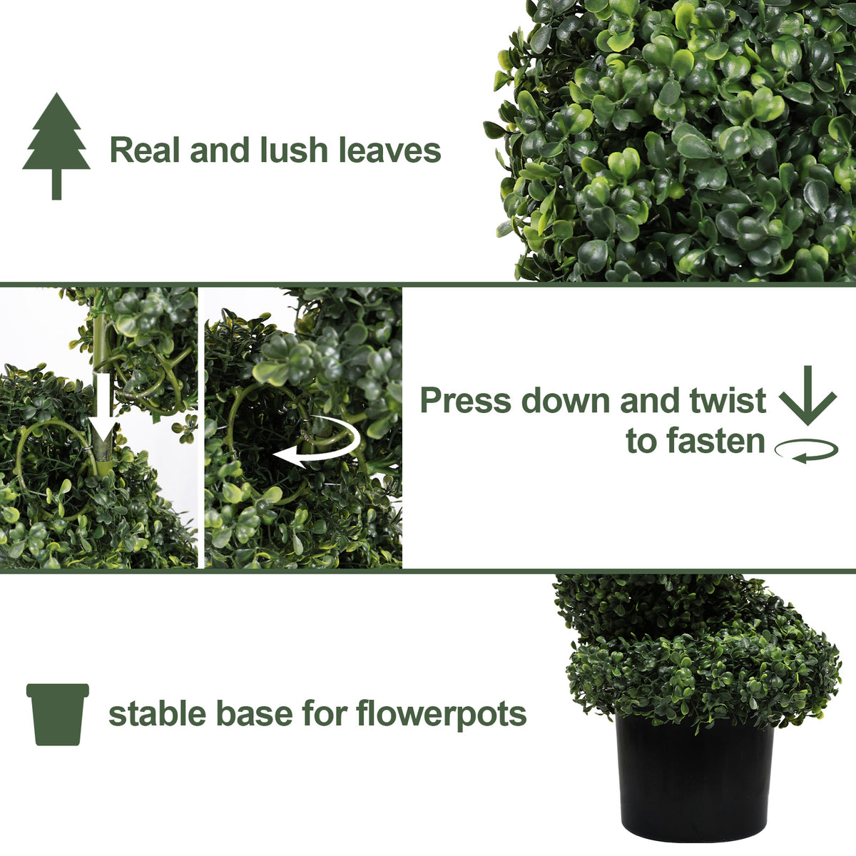 7FT Spiral Topiary Trees Artificial Outdoor Faux Boxwood Plants Large Twisted - Image 2