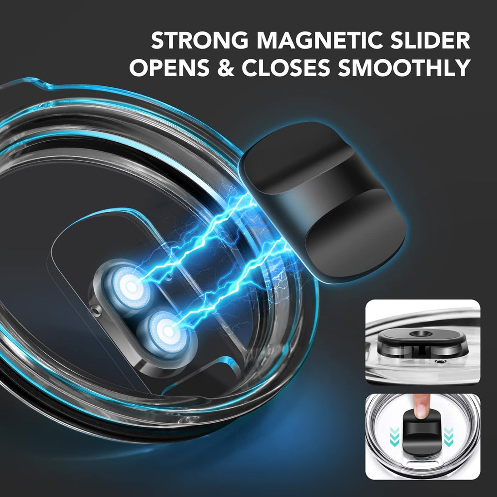 2Pcs Cup Lid Mug Lid 10oz Or 20oz Magnetic Slider Spill Proof Tumbler - Image 5