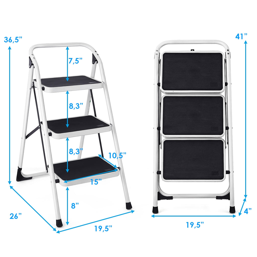 Folding 3 Step Ladder With Handgrip And Anti Slip Platform - Image 3