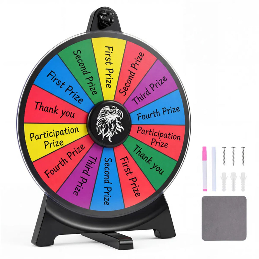 14 Slot Customizable Spinning Prize Wheel with Foldable Stand Rewritable