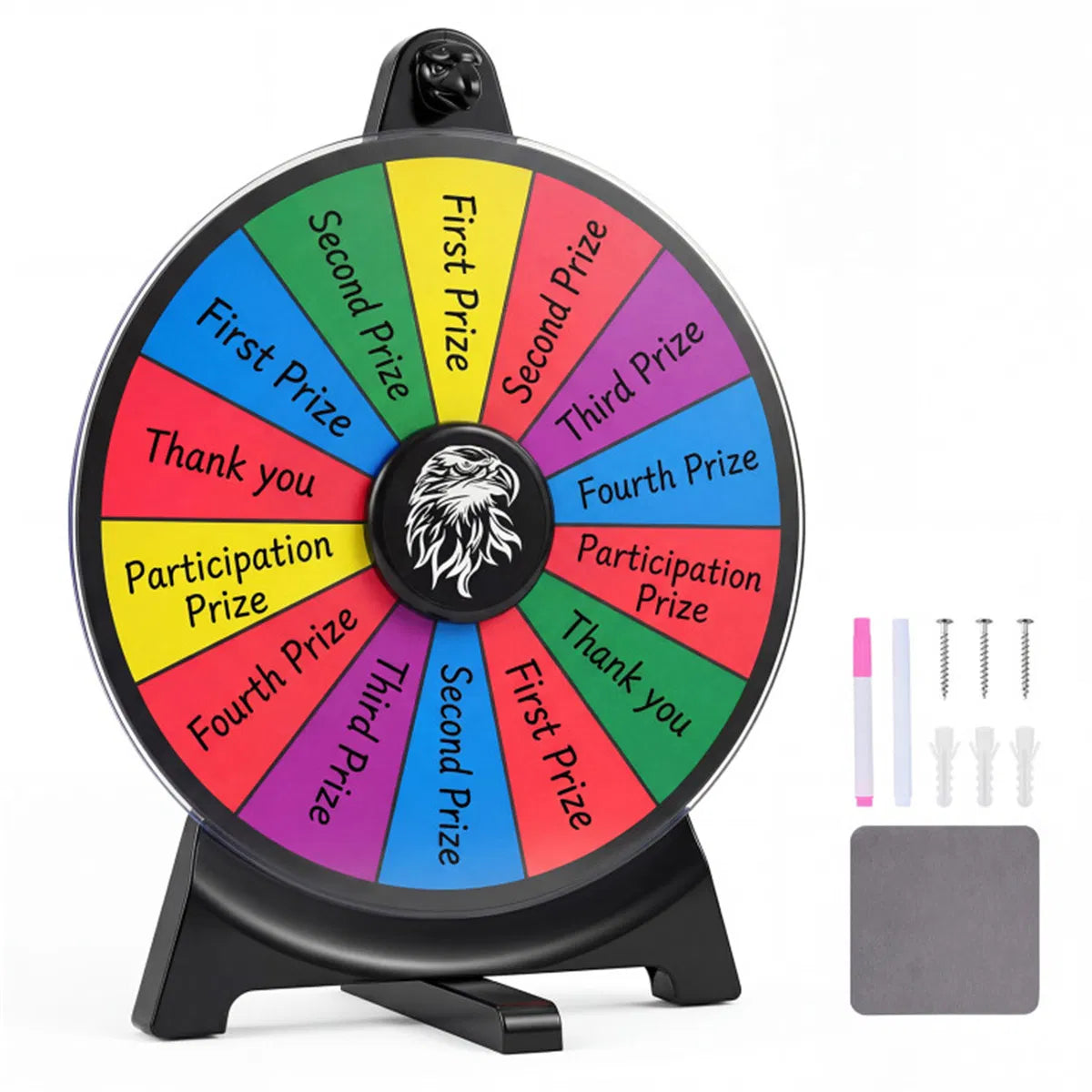 14 Slot Customizable Spinning Prize Wheel with Foldable Stand Rewritable