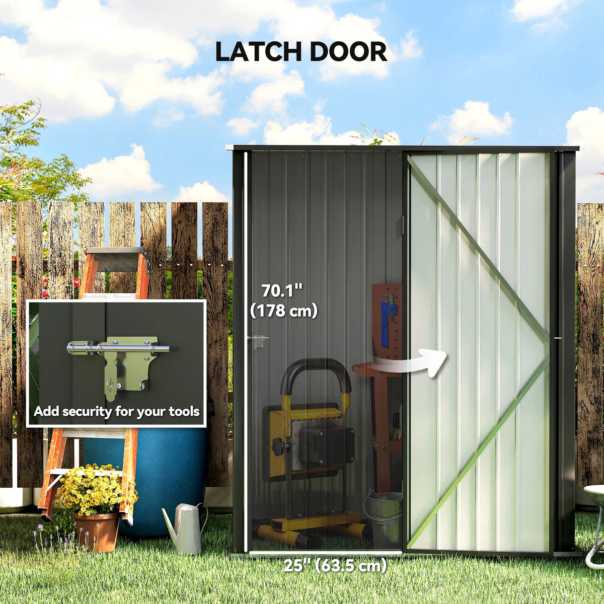 5' x 3' Outdoor Storage Shed Steel Garden Shed with Single Lockable Door Tool