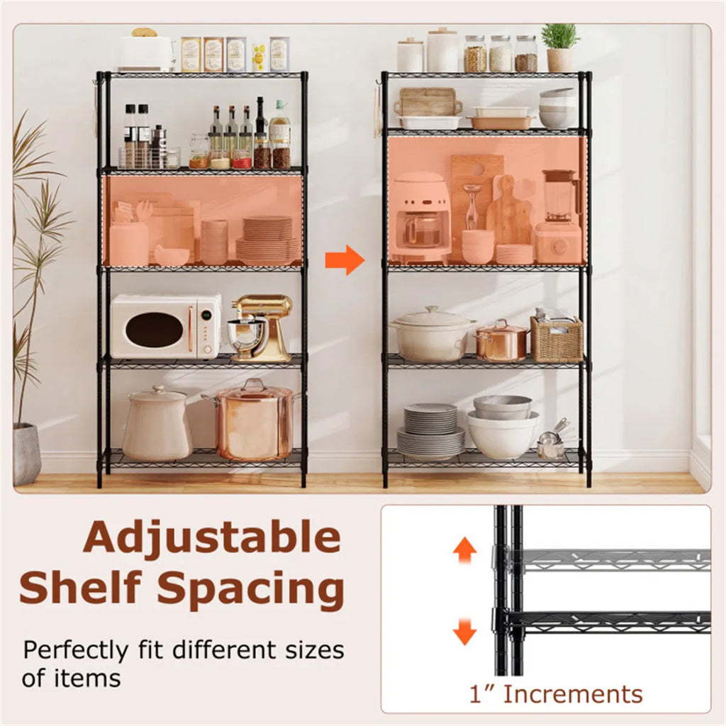 5 Tier Heavy Duty Metal Wire Shelving Unit 1250 lbs Capacity Adjustable Storage Rack - Image 4