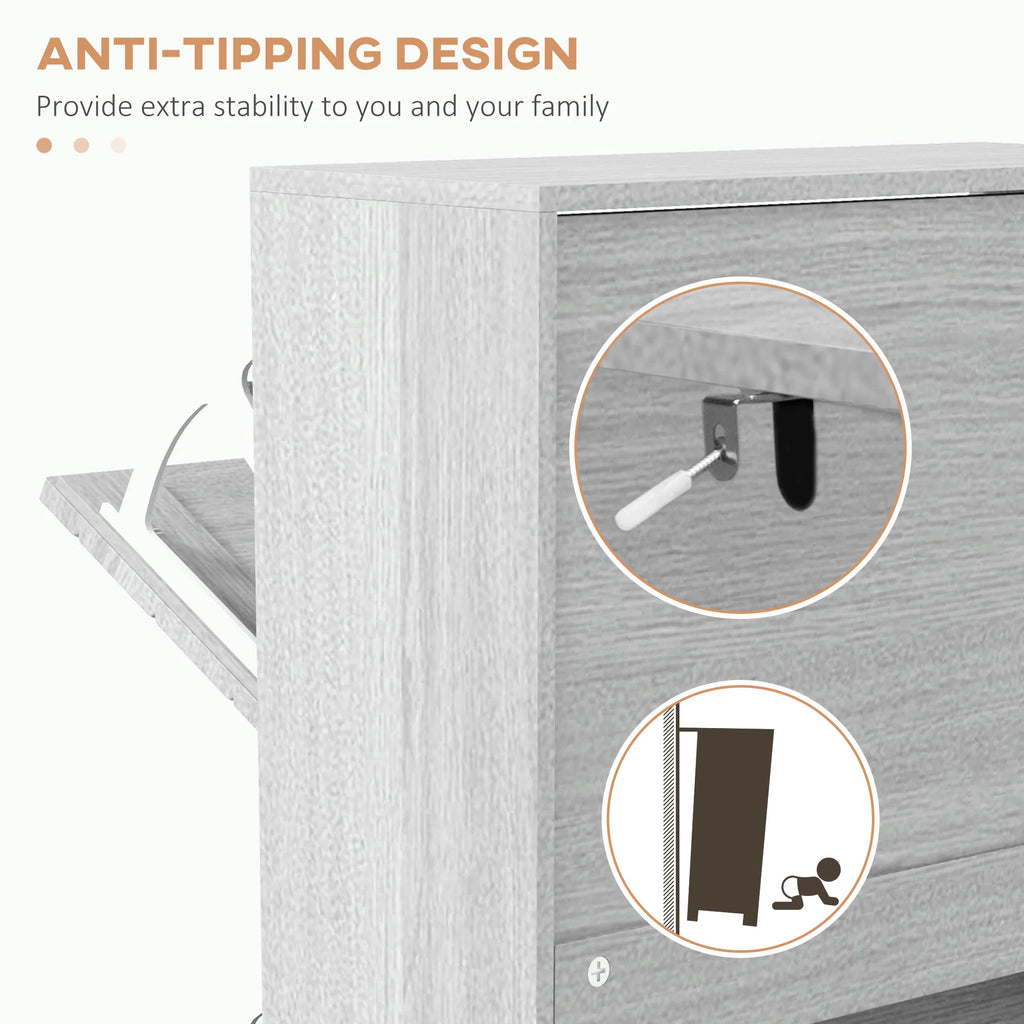 Shoe Storage Cabinet with 3 Flip Drawers Narrow and Slim 12 Pair of Shoes - Image 5