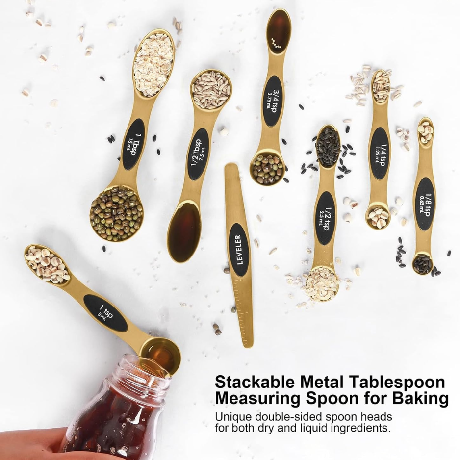 Magnetic Stainless Steel Measuring Spoons Set With Leveler Stackable - Image 3