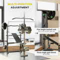 Adjustable Weight Bench with Press Rack Preacher Curl & Lat Pull Down