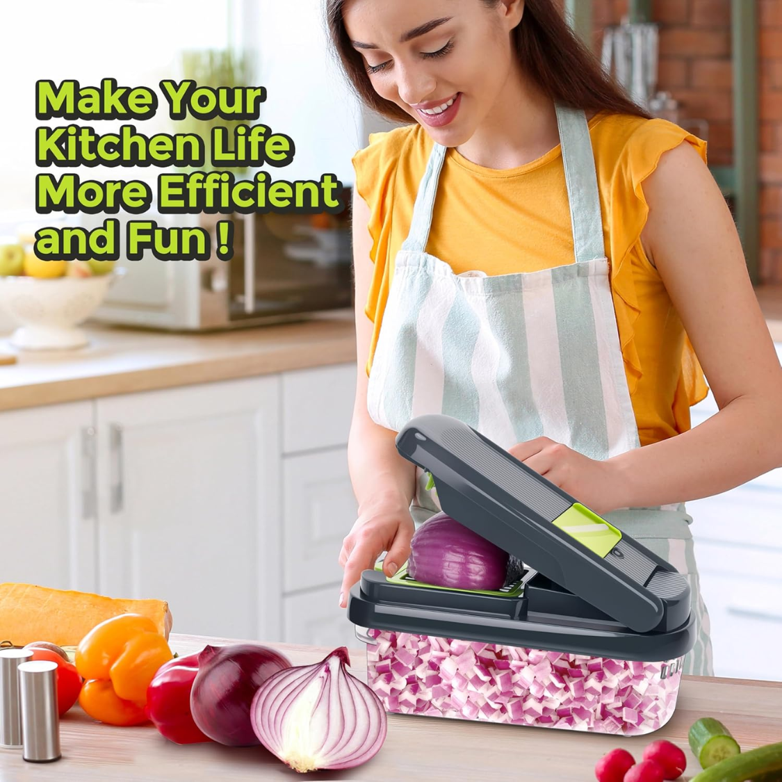 Vegetable Chopper 12 In 1 Food Veggie Chopper Cutter With Container 7 Sharp