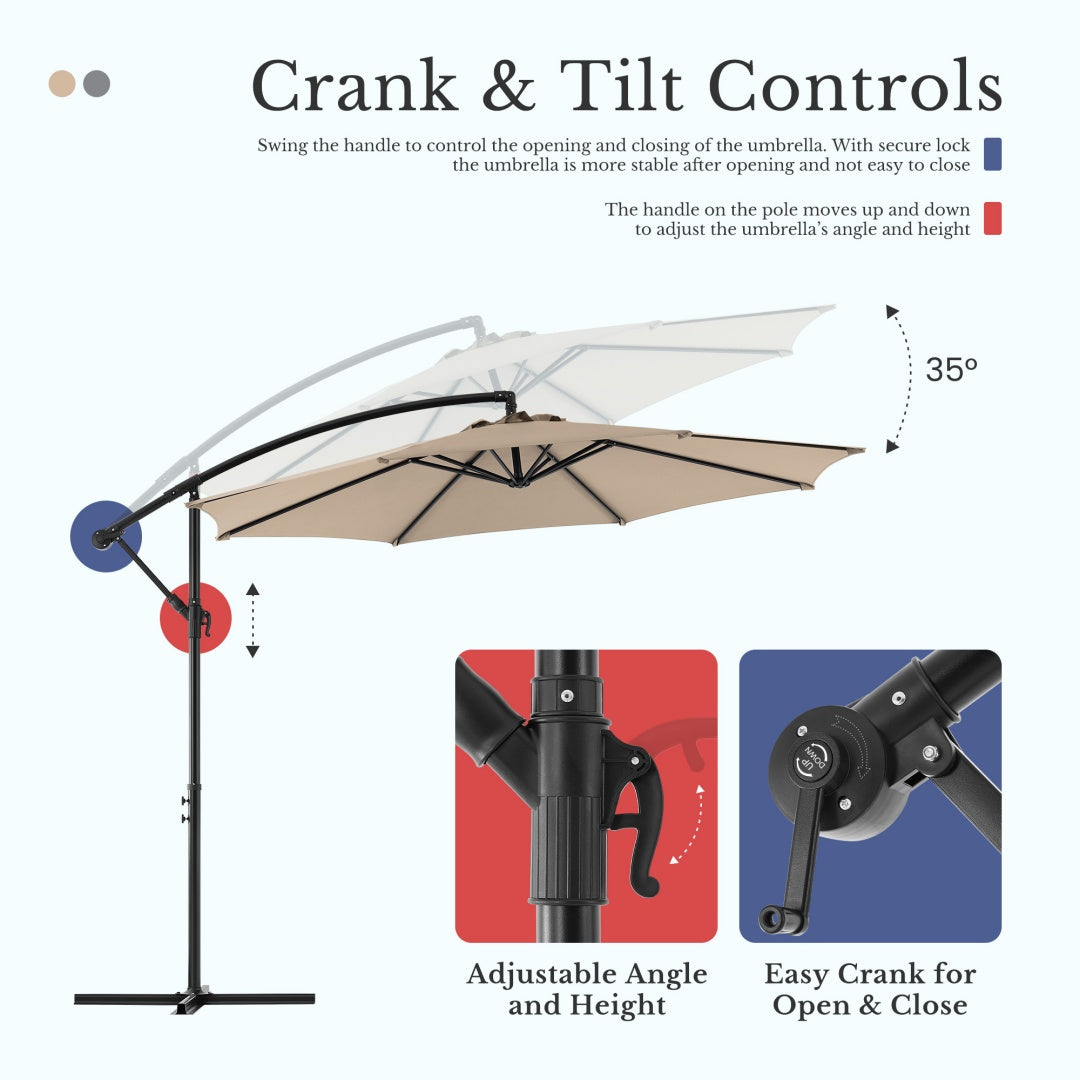 8ft offset patio umbrella hanging dimensions and features