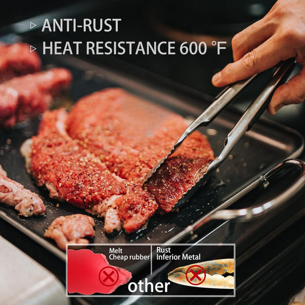 Tongs For Cooking Heat Resistant 600 Degrees Stainless Steel Kitchen Tong Heavy - Image 2