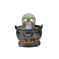 Halloween Skull Cauldron Statue with LED Light Smoke Fog Effect Resin Decor