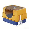 Galaxy Enclosed Orange Cat Litter Box Sealed To Prevent Odors And Sanding
