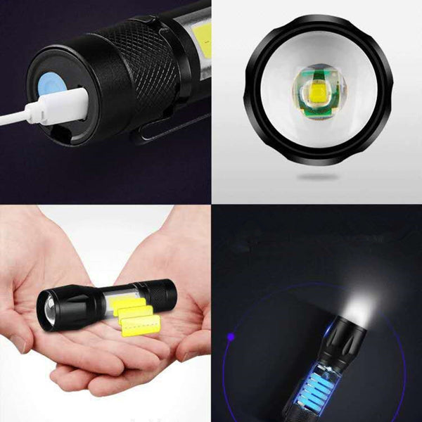 2 Pack USB Rechargeable Small LED Flashlights Camping Flashlight Work Light - Image 5