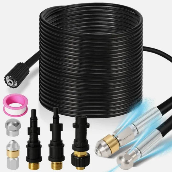15m High Pressure Washer Pipe Cleaning Kit 160Bar Power With Push & Spin - Image 4
