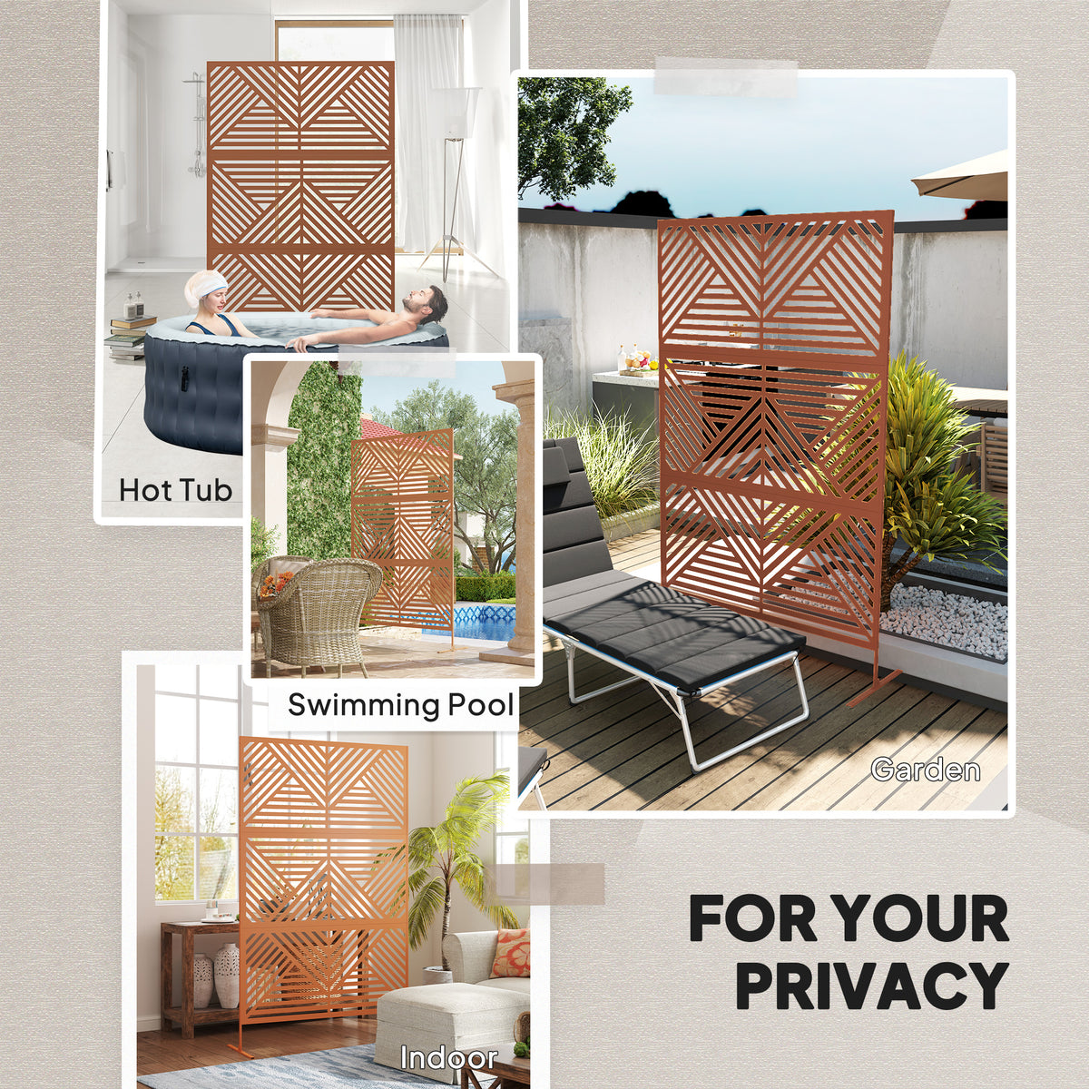 Decorative Privacy Fence Screen Metal Outdoor Privacy Screen Climbing Plant Trellis with Stand Rhombus Brown - Dimensions and Specifications