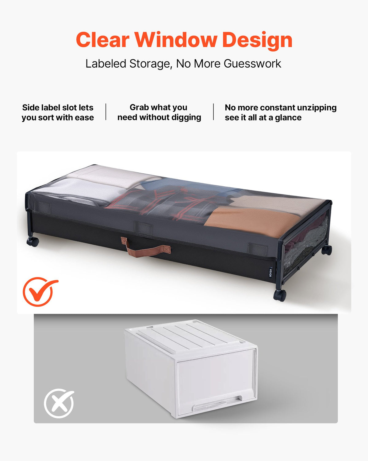 under bed storage with wheels dimensions and features