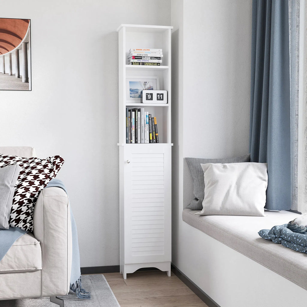 Tall Bathroom Storage Cabinet Freestanding Linen Tower with 3 Tier Open - Image 2