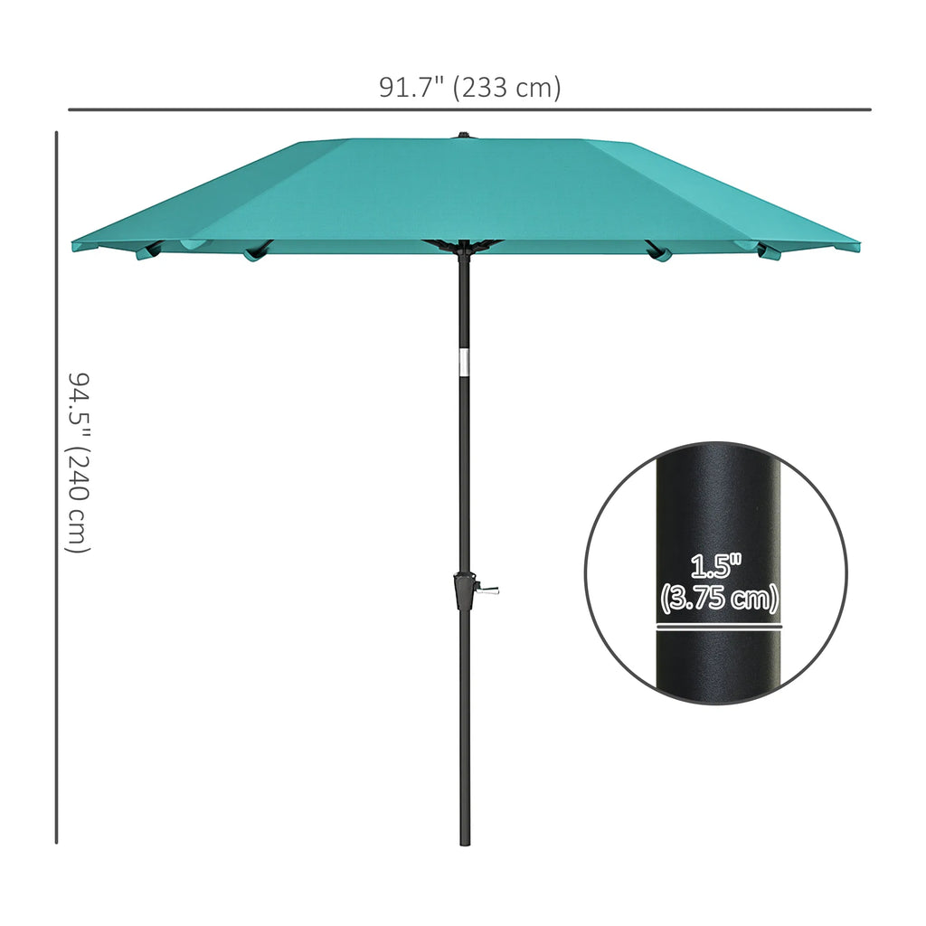 7.6FT Aluminum Patio Umbrella Parasol 8 Ribs Outdoor Market Umbrella with - Image 2