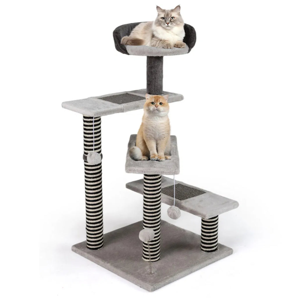 37" tall Cat Stairs with Scratching Mats 3 Tier Perches Spring Ball & - Image 5