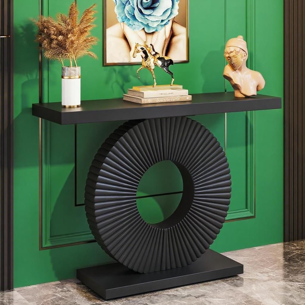 Black Wood Entryway Console Table