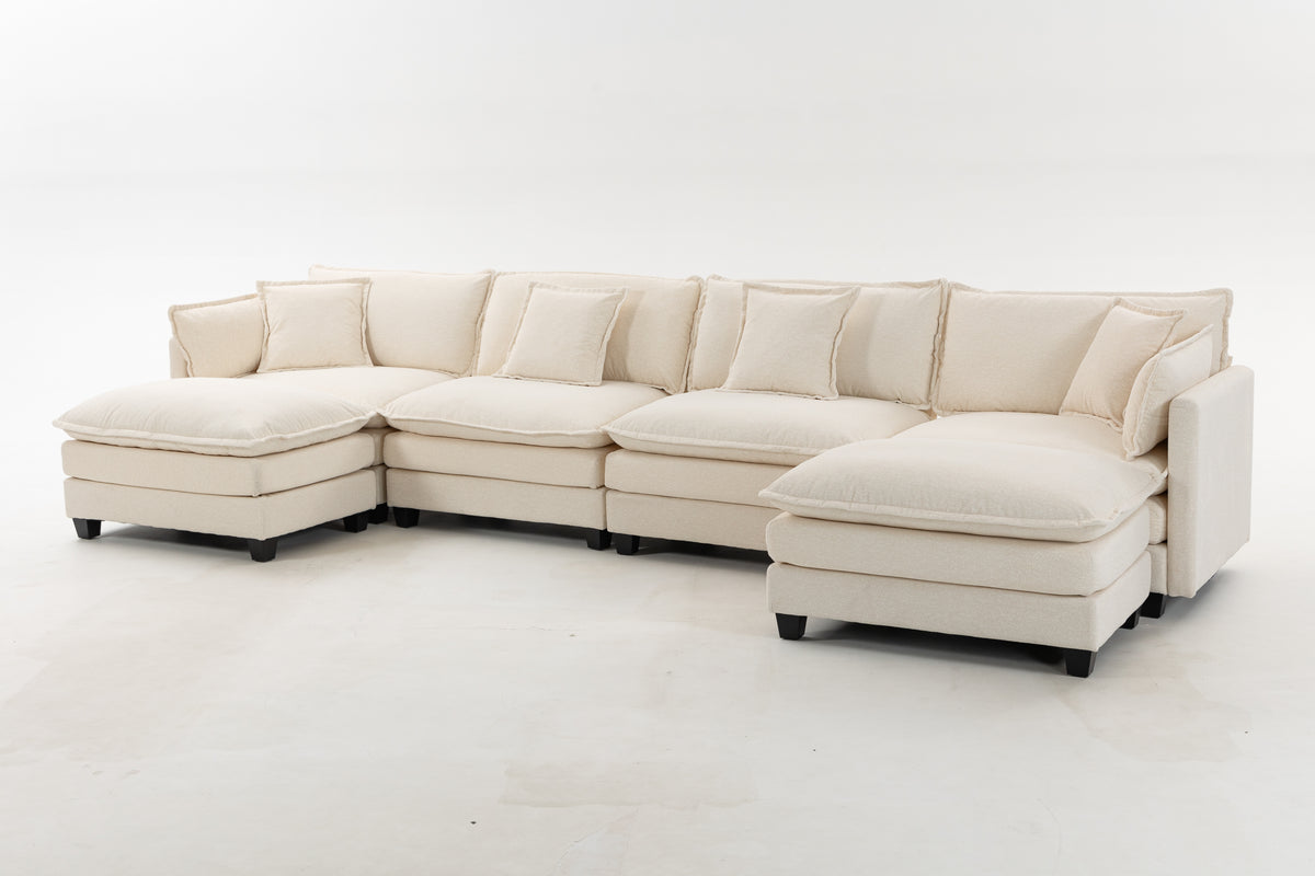 Modern 4seats with 2ottoman 149.61"Sectional Sofa with Waist Pillows 4 seat - Image 4