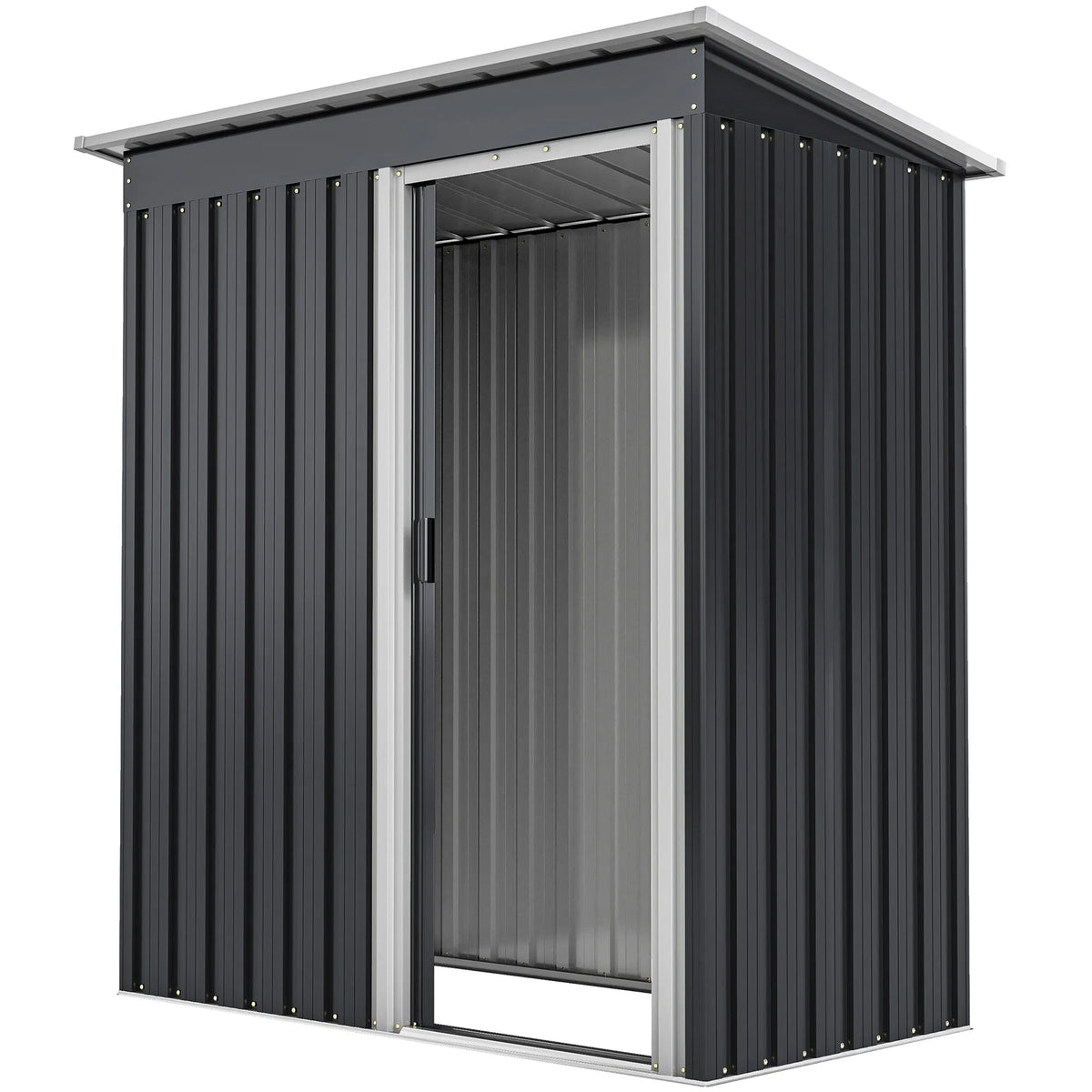 5 x 3 FT Outdoor Storage Shed with Sliding Door and Sloped Roof Steel Frame - Image 5