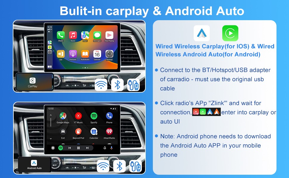 13in Double DIN Car Stereo CarPlay Android Auto SWC RDS DSP - Image 3