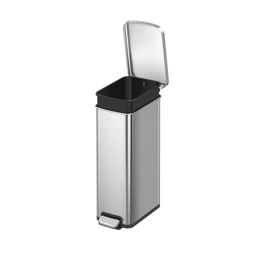Trash Can 7.9 Gallon Stainless Steel Slim Step Garbage Bin with Soft Close