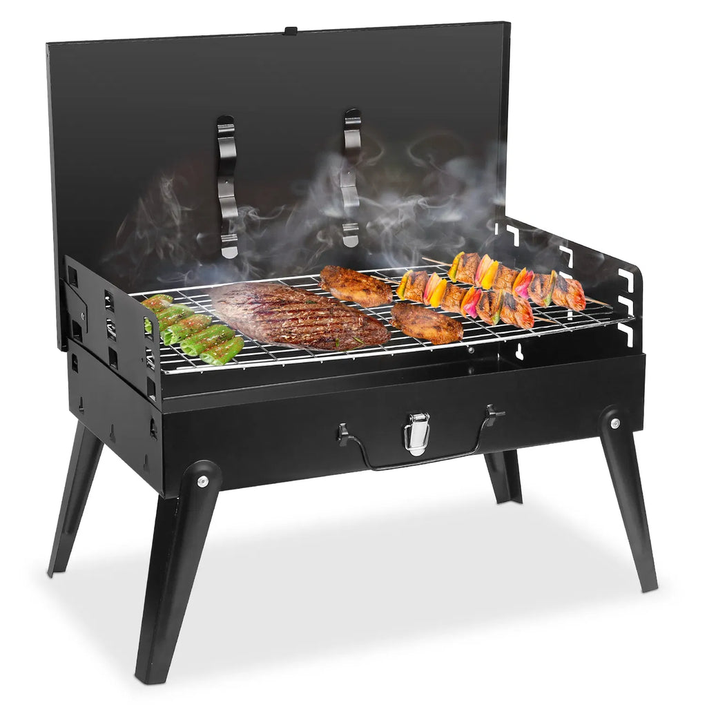 16.7x10x17.7in Portable Charcoal Grill Foldable BBQ Suitcase Grill Shelf For - Image 3