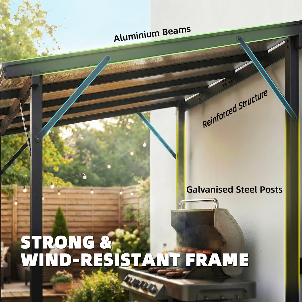 hardtop lean-to grill gazebo with polycarbonate roof product view 4