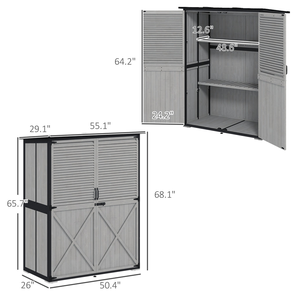 Wood Storage Shed Outdoor Garden Shed With Asphalt Roof 2 Shelves Lockable - Image 5