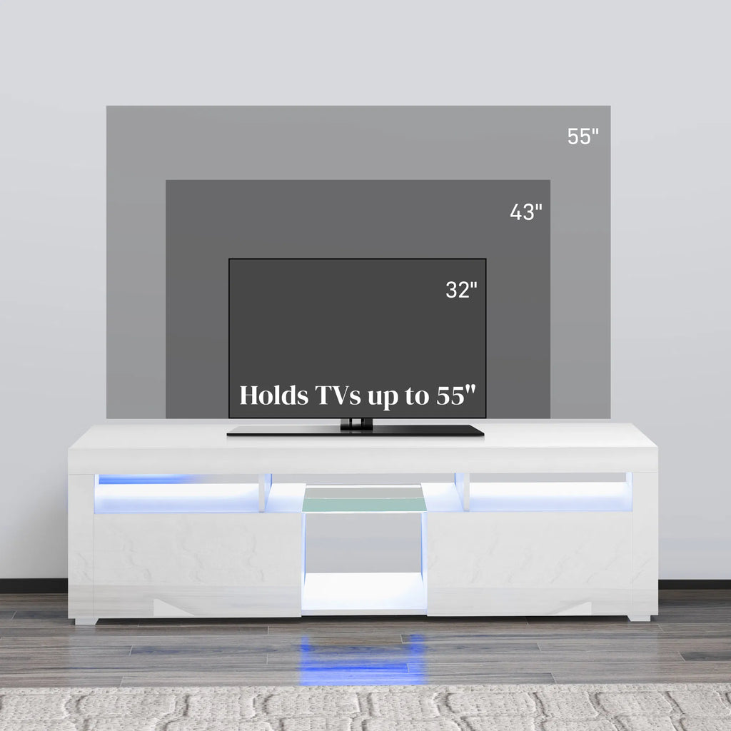 Modern TV Stand with Storage and LED Lights for TVs up to 55" TV Cabinet with