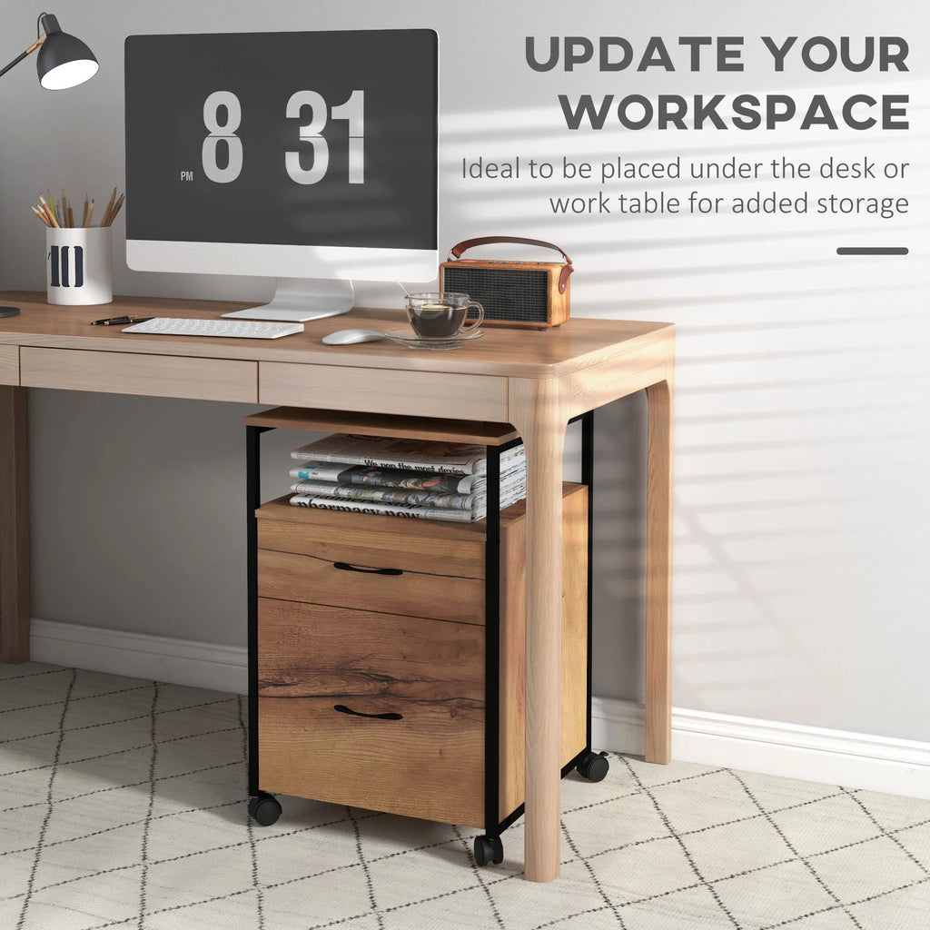 Vertical Filing Cabinet with Wheels 26.2" Tall File Cabinet with 2 Drawers - Image 5